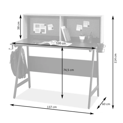 Psací stůl OJANY - bílý / dub