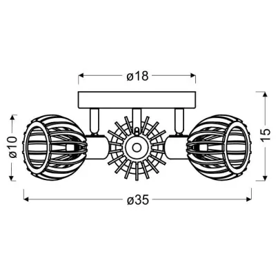 Stropní bodové osvětlení ATARRI - 3xE14, 25W, kulaté, přírodní dřevo / bílé
