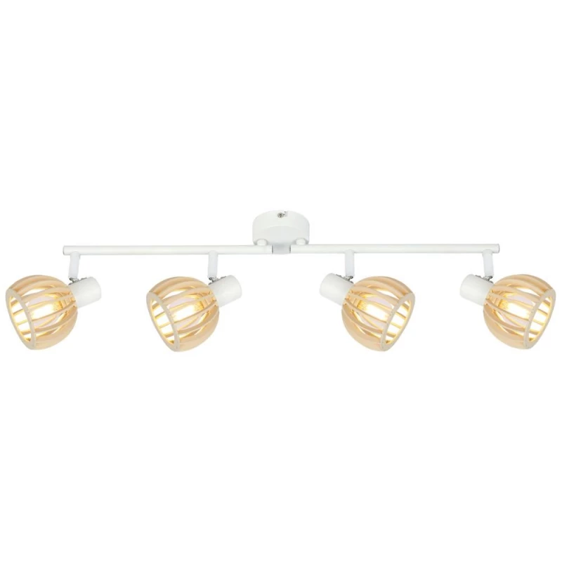 Stropní bodové osvětlení ATARRI - 4xE14, 25W, přírodní dřevo / bílé