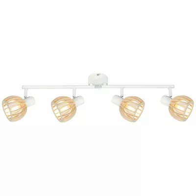 Stropní bodové osvětlení ATARRI - 4xE14, 25W, přírodní dřevo / bílé