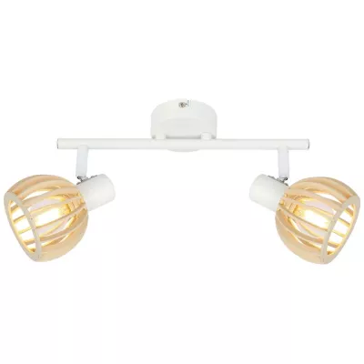 Nástěnné / stropní bodové osvětlení ATARRI - 2xE14, 25W, přírodní dřevo / bílé