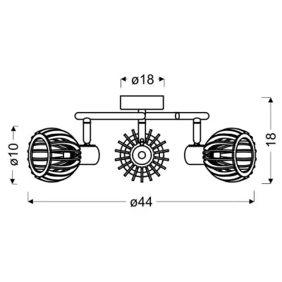Stropní bodové osvětlení ATARRI - 3xE14, 25W, kruhové, přírodní dřevo / bílé