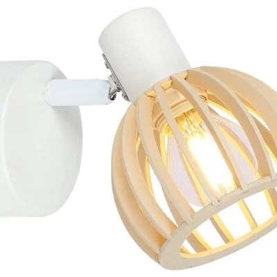 Nástěnné bodové osvětlení ATARRI - 1xE14, 25W, přírodní dřevo / bílé