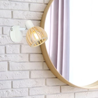 Nástěnné bodové osvětlení ATARRI - 1xE14, 25W, přírodní dřevo / bílé