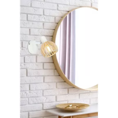 Nástěnné bodové osvětlení ATARRI - 1xE14, 25W, přírodní dřevo / bílé