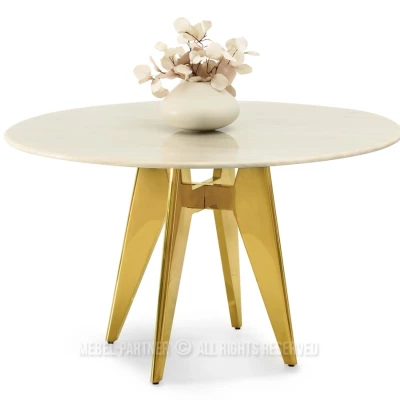 Elegantní jídelní stůl FARKAS - béžový / zlatý