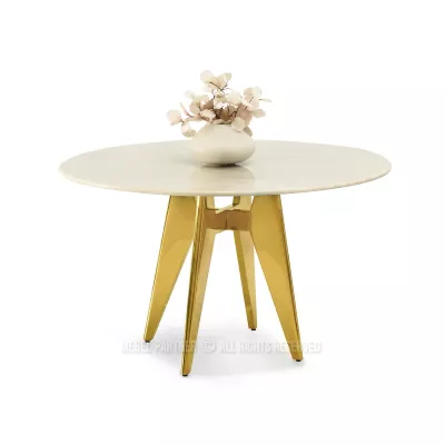 Elegantní jídelní stůl FARKAS - béžový / zlatý