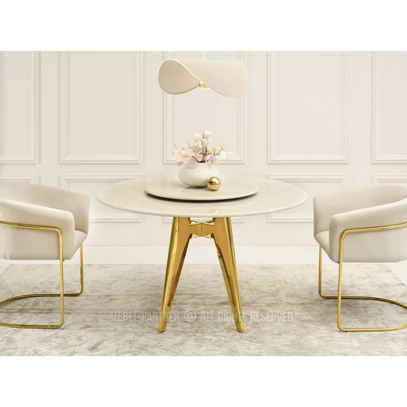 Elegantní jídelní stůl FARKAS - béžový / zlatý