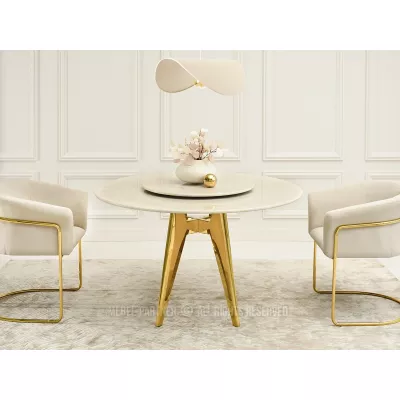 Elegantní jídelní stůl FARKAS - béžový / zlatý