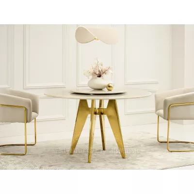 Elegantní jídelní stůl FARKAS - béžový / zlatý