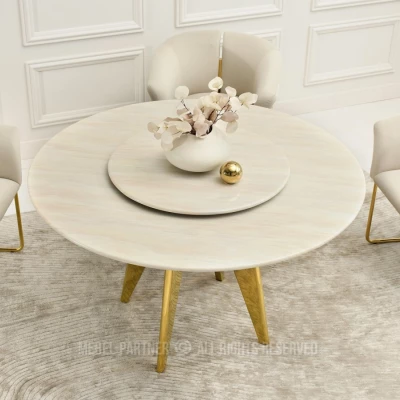 Elegantní jídelní stůl FARKAS - béžový / zlatý