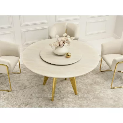 Elegantní jídelní stůl FARKAS - béžový / zlatý