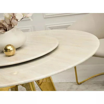 Elegantní jídelní stůl FARKAS - béžový / zlatý