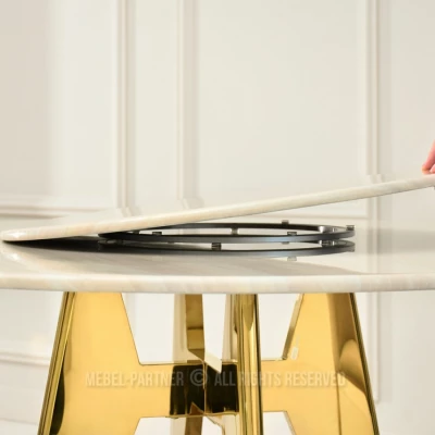 Elegantní jídelní stůl FARKAS - béžový / zlatý