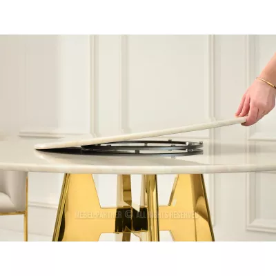 Elegantní jídelní stůl FARKAS - béžový / zlatý