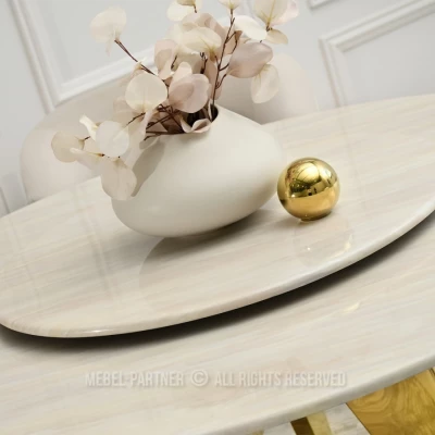 Elegantní jídelní stůl FARKAS - béžový / zlatý