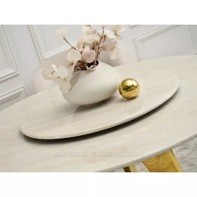 Elegantní jídelní stůl FARKAS - béžový / zlatý