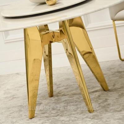 Elegantní jídelní stůl FARKAS - béžový / zlatý