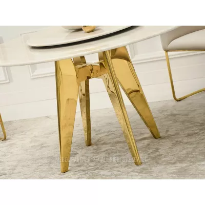 Elegantní jídelní stůl FARKAS - béžový / zlatý