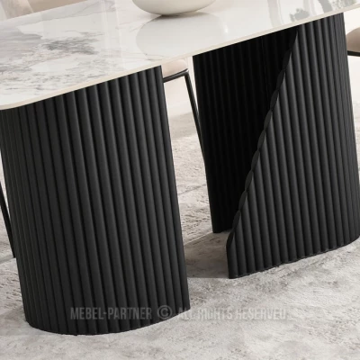 Designový jídelní stůl FARID - bílý mramor / černý