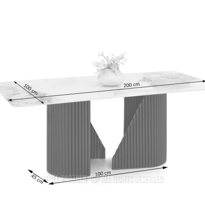 Designový jídelní stůl FARID - bílý mramor / černý