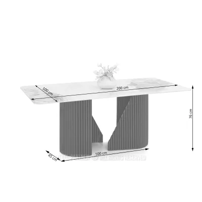 Designový jídelní stůl FARID - bílý mramor / černý