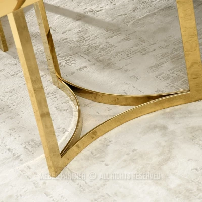 Stylový jídelní stůl FARIS - černobílý mramor / zlatý