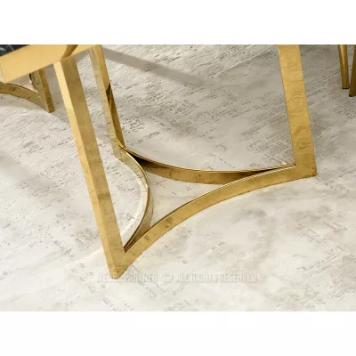 Stylový jídelní stůl FARIS - černobílý mramor / zlatý