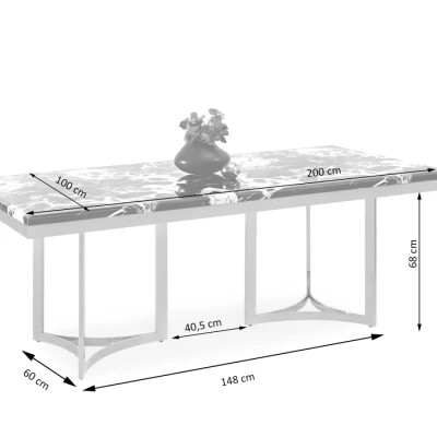 Stylový jídelní stůl FARIS - černobílý mramor / zlatý