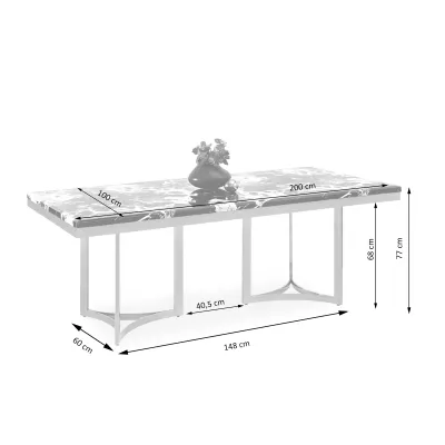 Stylový jídelní stůl FARIS - černobílý mramor / zlatý