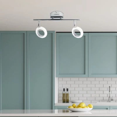 LED moderní stropní bodové osvětlení AURELION - 2x4W, 3000K (teplá bílá), chromované