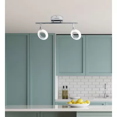 LED moderní stropní bodové osvětlení AURELION - 2x4W, 3000K (teplá bílá), chromované