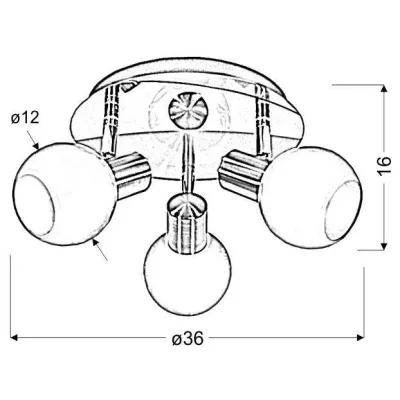 Stropní bodové moderní svítidlo AVILA - 3xE14, 40W, stříbrné