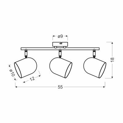 Stropní bodové osvětlení AZURO - 3xE27, 40W, matné šedé