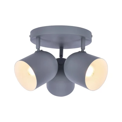 Stropní bodové osvětlení AZURO - 3xE27, 40W, kulaté, matné šedé