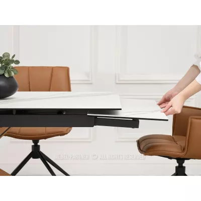 Rozkládací jídelní stůl FEDOR - bílý mramor / dub