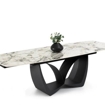Designový rozkládací jídelní stůl FEDIR - šedý mramor / černý
