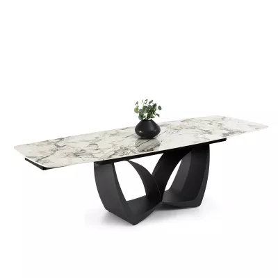 Designový rozkládací jídelní stůl FEDIR - šedý mramor / černý
