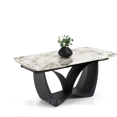Designový rozkládací jídelní stůl FEDIR - šedý mramor / černý