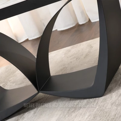Designový rozkládací jídelní stůl FEDIR - šedý mramor / černý