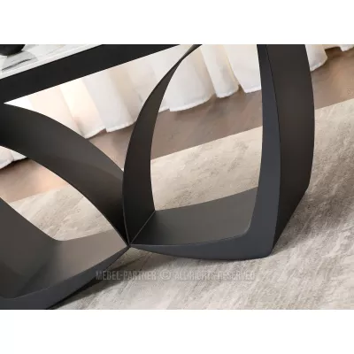 Designový rozkládací jídelní stůl FEDIR - šedý mramor / černý