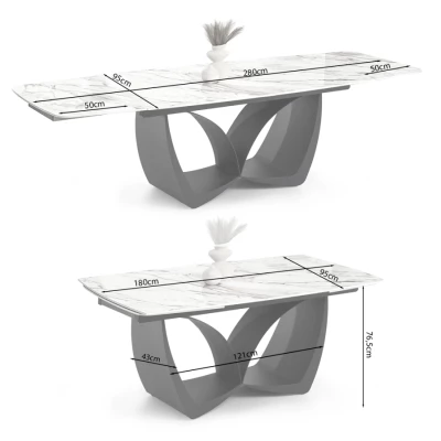 Designový rozkládací jídelní stůl FEDIR - šedý mramor / černý