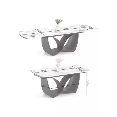 Designový rozkládací jídelní stůl FEDIR - šedý mramor / černý
