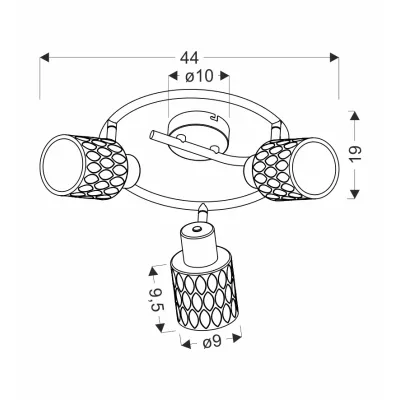 Stropní bodové kruhové svítidlo BILL - 3xE27, 40W, černé / kouřové sklo