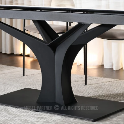 Stylový rozkládací jídelní stůl GAETAN - bílý mramor / černý