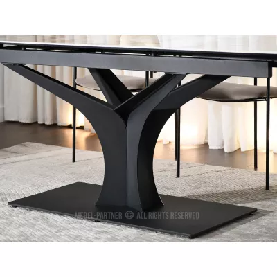 Stylový rozkládací jídelní stůl GAETAN - bílý mramor / černý