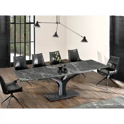 Stylový rozkládací jídelní stůl GAETAN - zelený mramor / černý