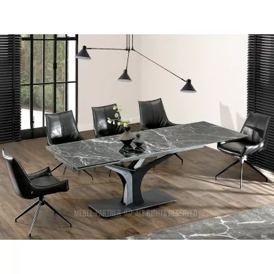 Stylový rozkládací jídelní stůl GAETAN - zelený mramor / černý