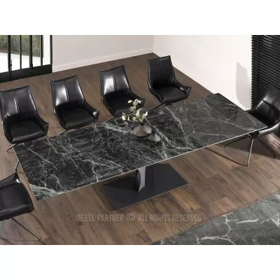 Stylový rozkládací jídelní stůl GAETAN - zelený mramor / černý