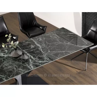 Stylový rozkládací jídelní stůl GAETAN - zelený mramor / černý